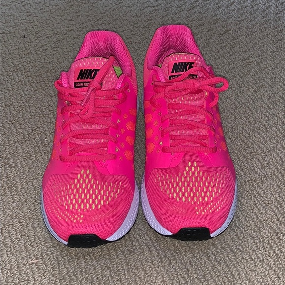 pink and lime green nike shoes